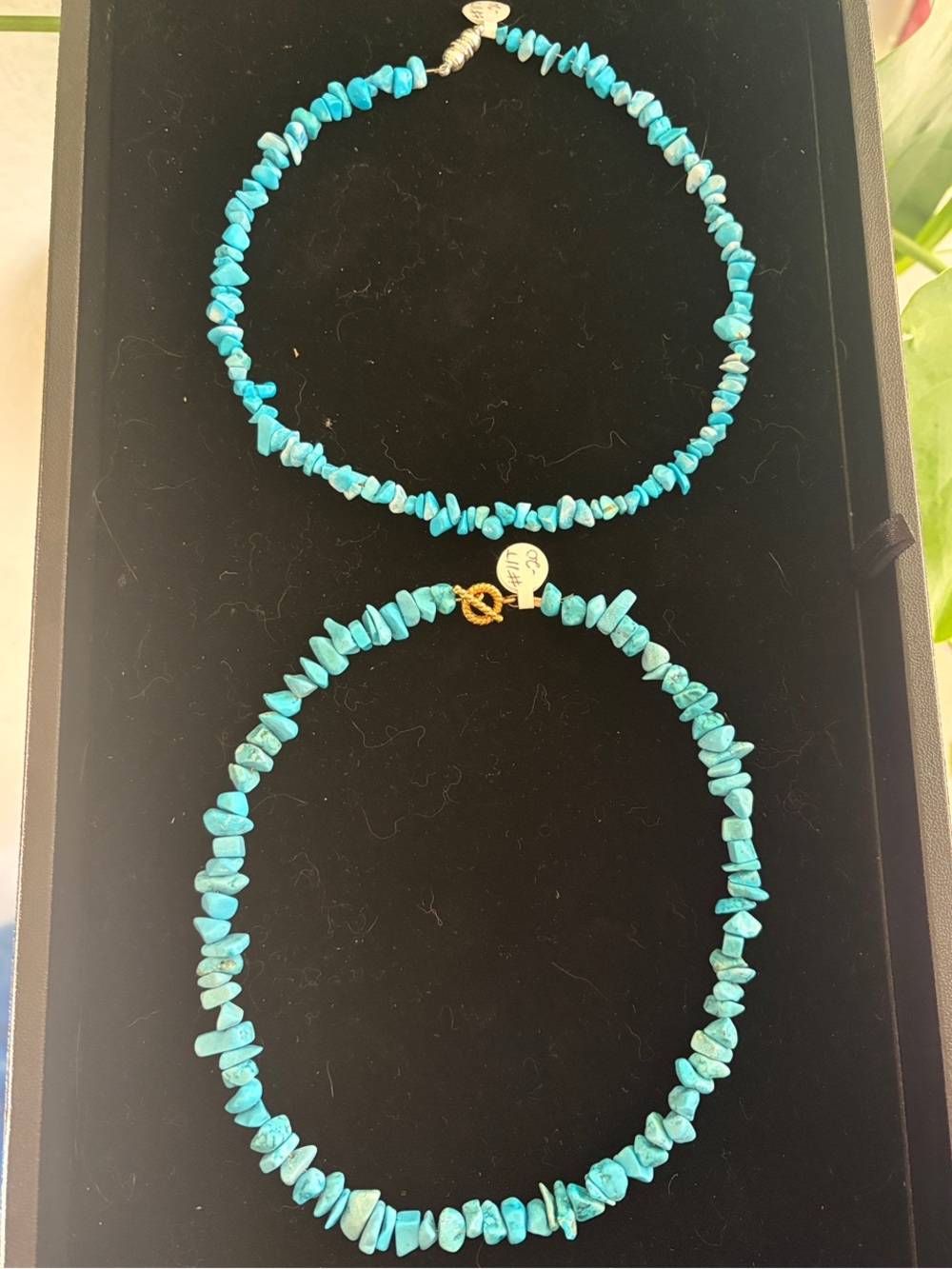 Turquoise Chip Necklace - Blue Beaded Womens Jewelry
